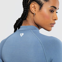 Define Seamless Crop Zip Jacket | Smoke Blue