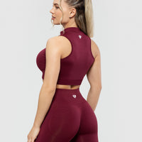 Define Seamless Half Zip Crop Tank | Dark Cherry