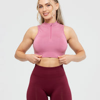 Define Seamless Half Zip Crop Tank | Heather Rose