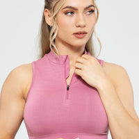 Define Seamless Half Zip Crop Tank | Heather Rose