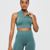 Define Seamless Half Zip Crop Tank | Sea Pine