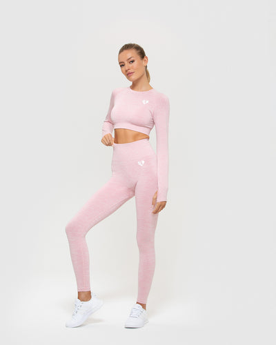 Move Seamless Long Sleeve Crop Top | Light Pink Marl
