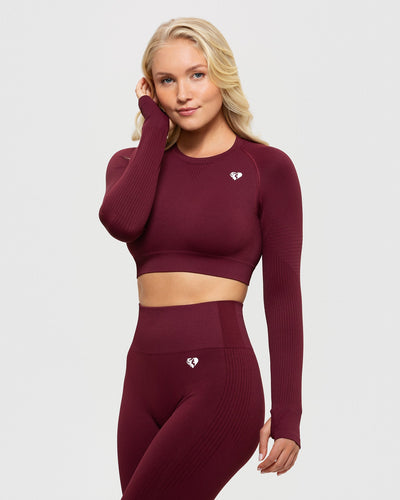 Power Seamless Long Sleeve Crop Top | Dark Cherry