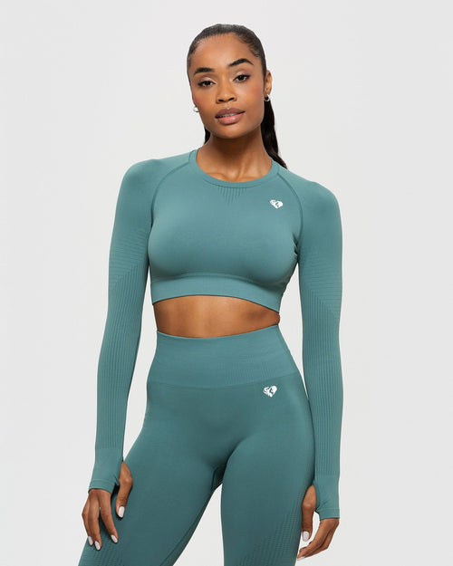 Power Seamless Long Sleeve Crop Top | Sea Pine