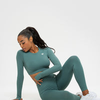 Power Seamless Long Sleeve Crop Top | Sea Pine