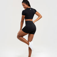 Power Seamless Short Sleeve Crop Top | Black