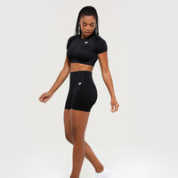 Power Seamless Short Sleeve Crop Top | Black