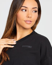 Comfort Oversized Cropped Long Sleeve T-Shirt | Black