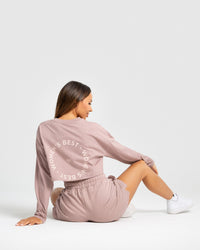 Comfort Oversized Cropped Long Sleeve T-Shirt | Taupe