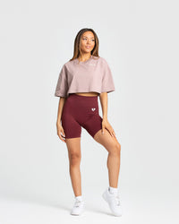 Comfort Oversized Cropped Short Sleeve T-Shirt | Taupe