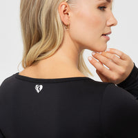 Essential Long Sleeve Scoop Neck Bodysuit | Black