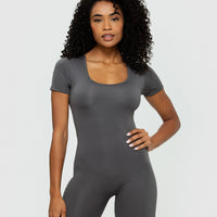 Essential Short Sleeve Unitard | Graphite
