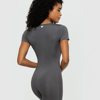 Essential Short Sleeve Unitard | Graphite