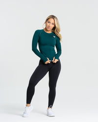 Move Seamless Long Sleeve Top | Smaragd Green Solid
